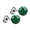 Boucles doreilles argent avec boule de cristal vert couche protectrice dépoxy