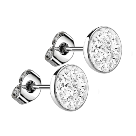 Boucles doreilles argent Assiette cristal argent