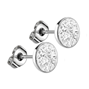 Stud earrings silver plate crystal silver