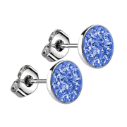 Stud earrings silver plate crystal light blue