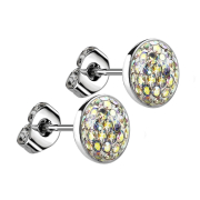 Stud earrings silver plate crystal multicolor