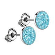 Boucles doreilles argent assiette cristal aqua