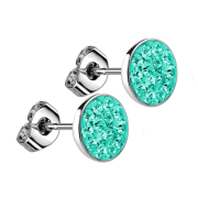 Stud earrings silver plate crystal turquoise