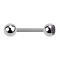 Barbell silver with ball and ball crystal light violet