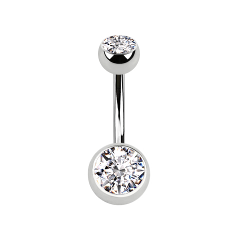 Banane silber mit zwei Kugeln Kristall silber