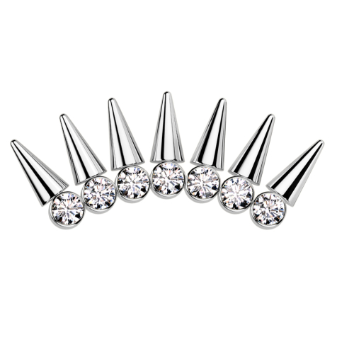 Threadless argento sette cristalli argento con coni