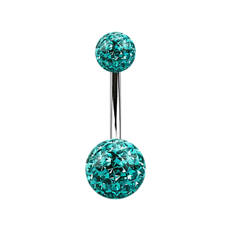 Banane silber mit zwei Kristallkugeln türkis Epoxy Schutzschicht