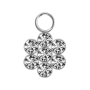 Ciondolo fiore argento sette cristalli argento