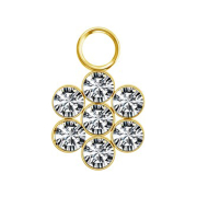 Pendant gold-plated flower seven crystals silver