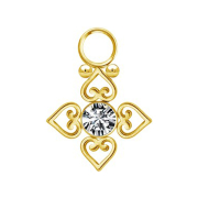Pendant gold-plated crystal silver four filigree hearts