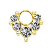 Pendentif doré cinq cristaux argent avec sept boules