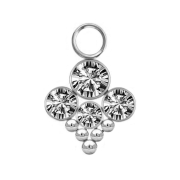 Pendant silver four crystals silver with five spheres
