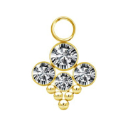 Gold-plated pendant with four silver crystals and five...