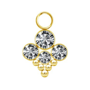 Pendentif doré quatre cristaux argent avec cinq...