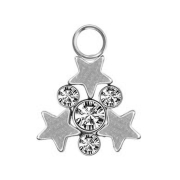 Pendant silver four crystals silver with three stars