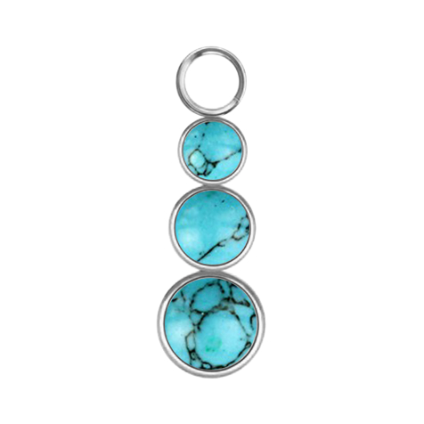 Pendant silver three turquoise stones