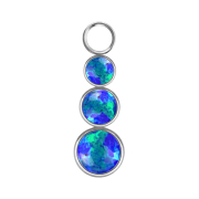 Pendant silver three opals blue