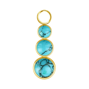 Gold-plated pendant with three turquoise stones