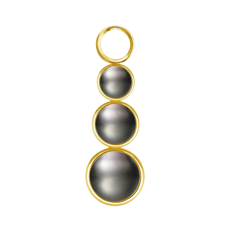 Gold-plated pendant with three black pearls