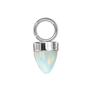 Pendentif argent un cône opale blanc