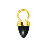 Pendentif doré un cône pierre donyx noire
