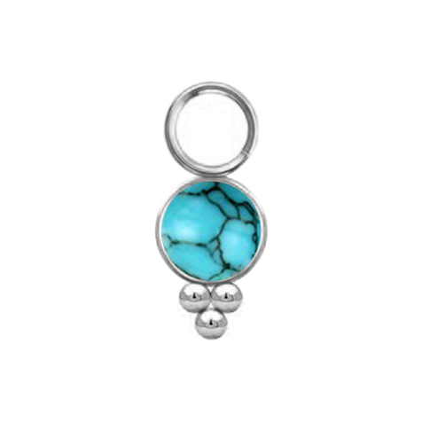 Pendentif argent pierre turquoise avec boules