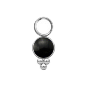 Pendant silver black onyx stone with beads