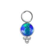 Pendant silver opal blue with beads
