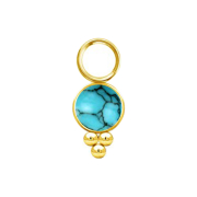 Gold-plated turquoise stone pendant with spheres