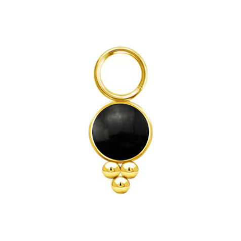 Gold-plated black onyx stone pendant with spheres