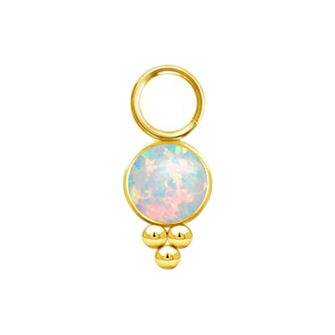 Pendentif doré opale blanche avec boules