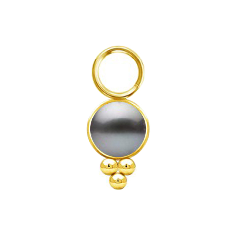 Pendant gold-plated pearl black with beads