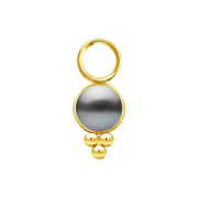 Pendentif doré perle noire avec boules