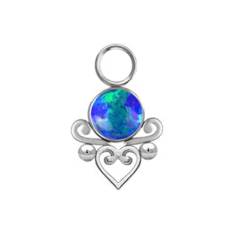 Pendentif argent opale bleue cœur filigrane