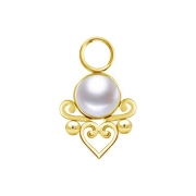 Ciondolo perla placcata oro cuore in filigrana bianca