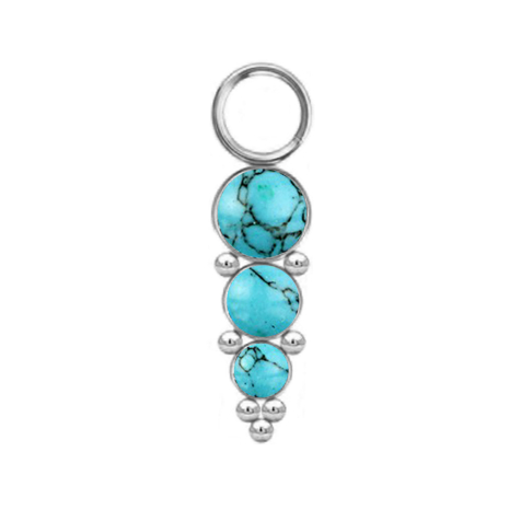 Pendentif argent trois pierres turquoises avec boules