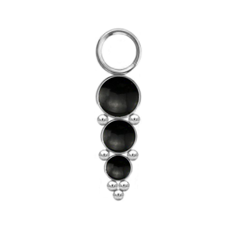 Anhänger silber drei schwarze Onyx Steinen mit Kugeln