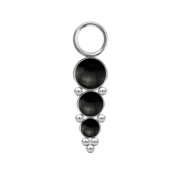 Pendant silver three black onyx stones with spheres