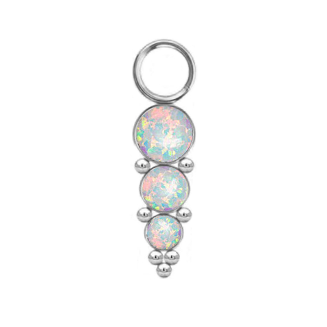Pendentif argent trois opales blanches avec boules