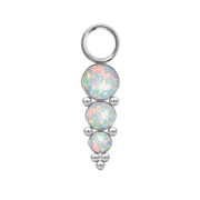 Anhänger silber drei Opale weiss mit Kugeln