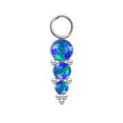 Pendentif argent trois opales bleues avec boules