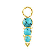 Gold-plated pendant with three turquoise stones and spheres