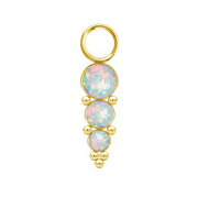 Pendentif doré trois opales blanches avec boules