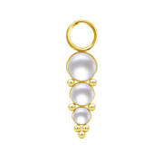 Gold-plated pendant with three white pearls and beads