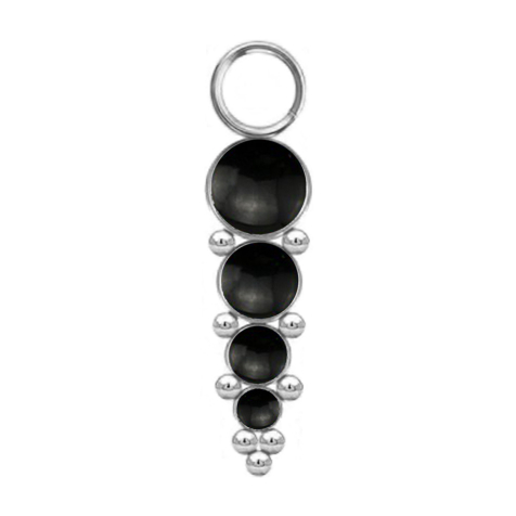 Pendentif argent quatre pierres donyx noires avec boules