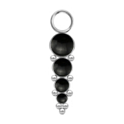 Pendentif argent quatre pierres donyx noires avec boules