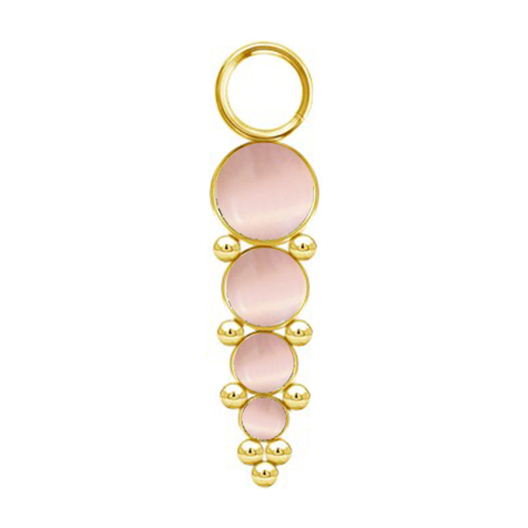 Gold-plated pendant with four pink cats eye stones and spheres