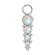 Pendant silver four opals white with beads