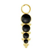 Gold-plated pendant with four black onyx stones and spheres