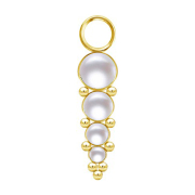 Gold-plated pendant with four white pearls and beads